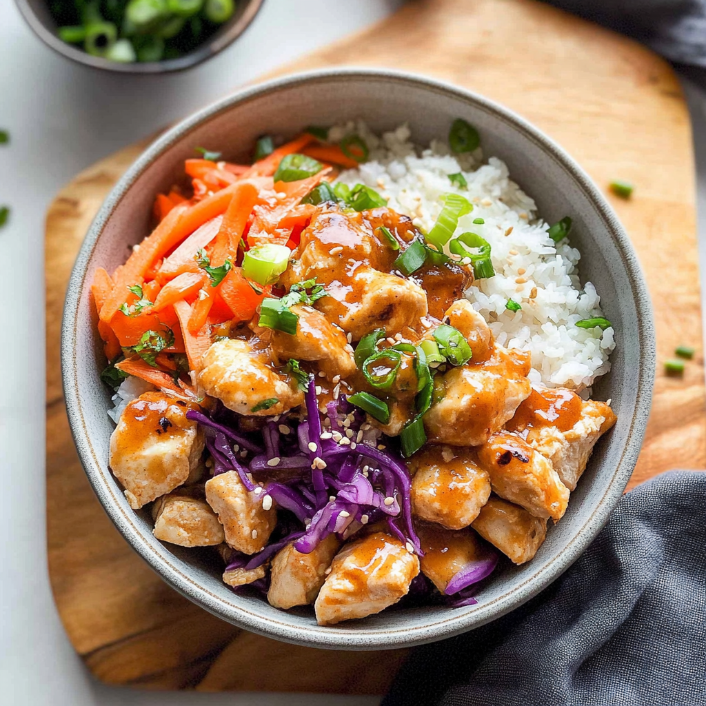 Recipe preparation for Bang Bang Chicken Bowl